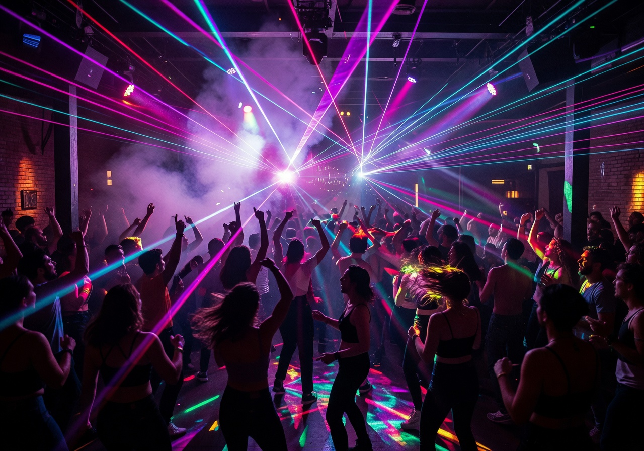 Razzmatazz Barcelona nightclub with laser show and dancing crowd